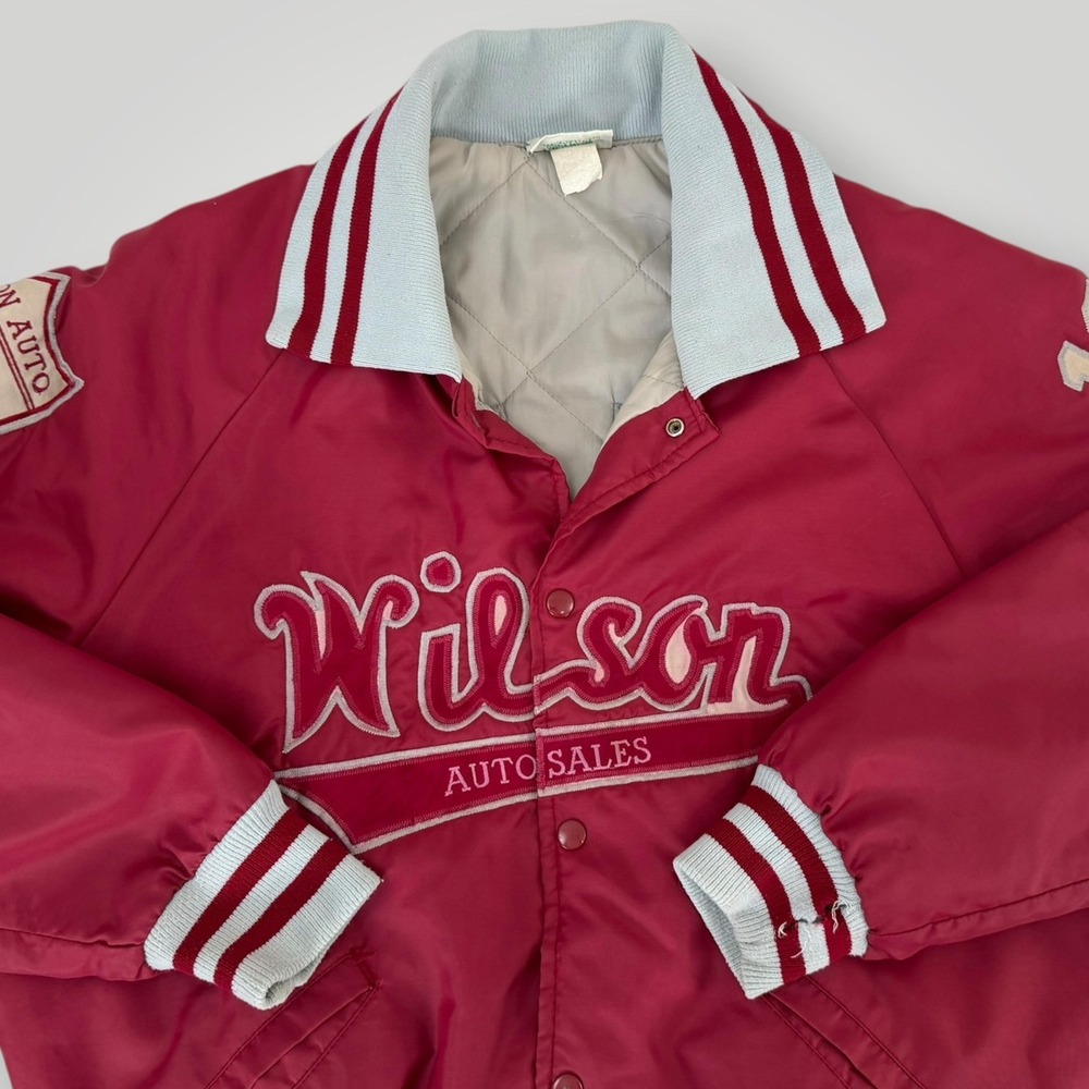 Vintage Wilson Auto Sales Varsity Jacket Mens 2XL Red Baseball 80s USA - Picture 4 of 8